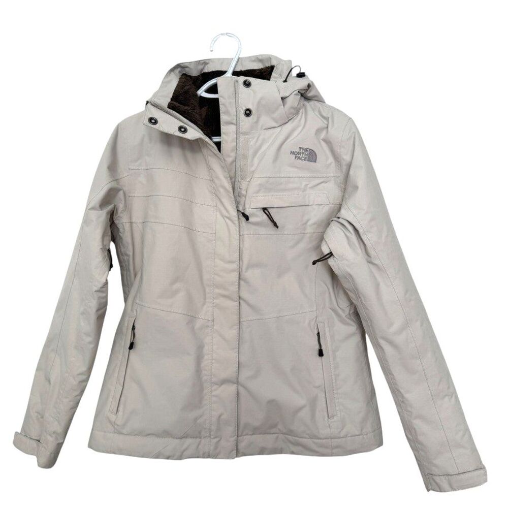 The North Face Women’s MEDIUM Cream Inlux Hyvent Hooded Insulated Jacket Fleece